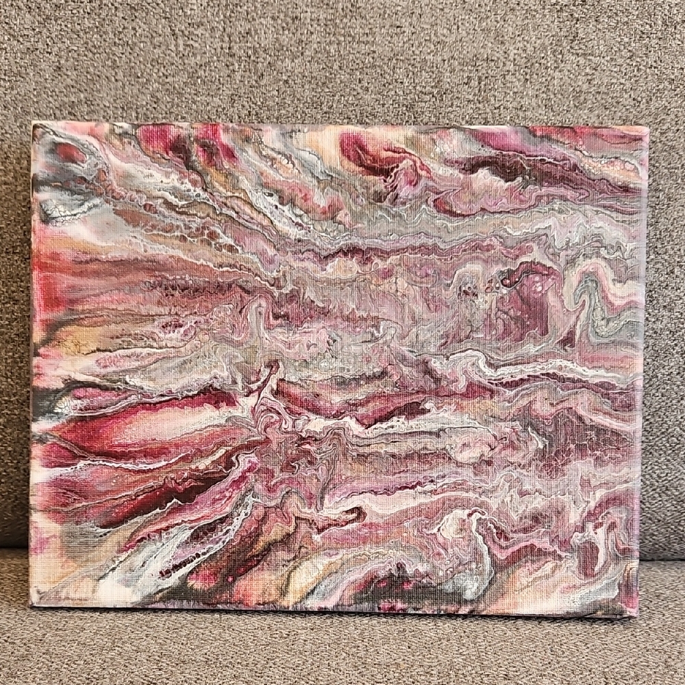 Abstract Pink and Gray Canvas Art
